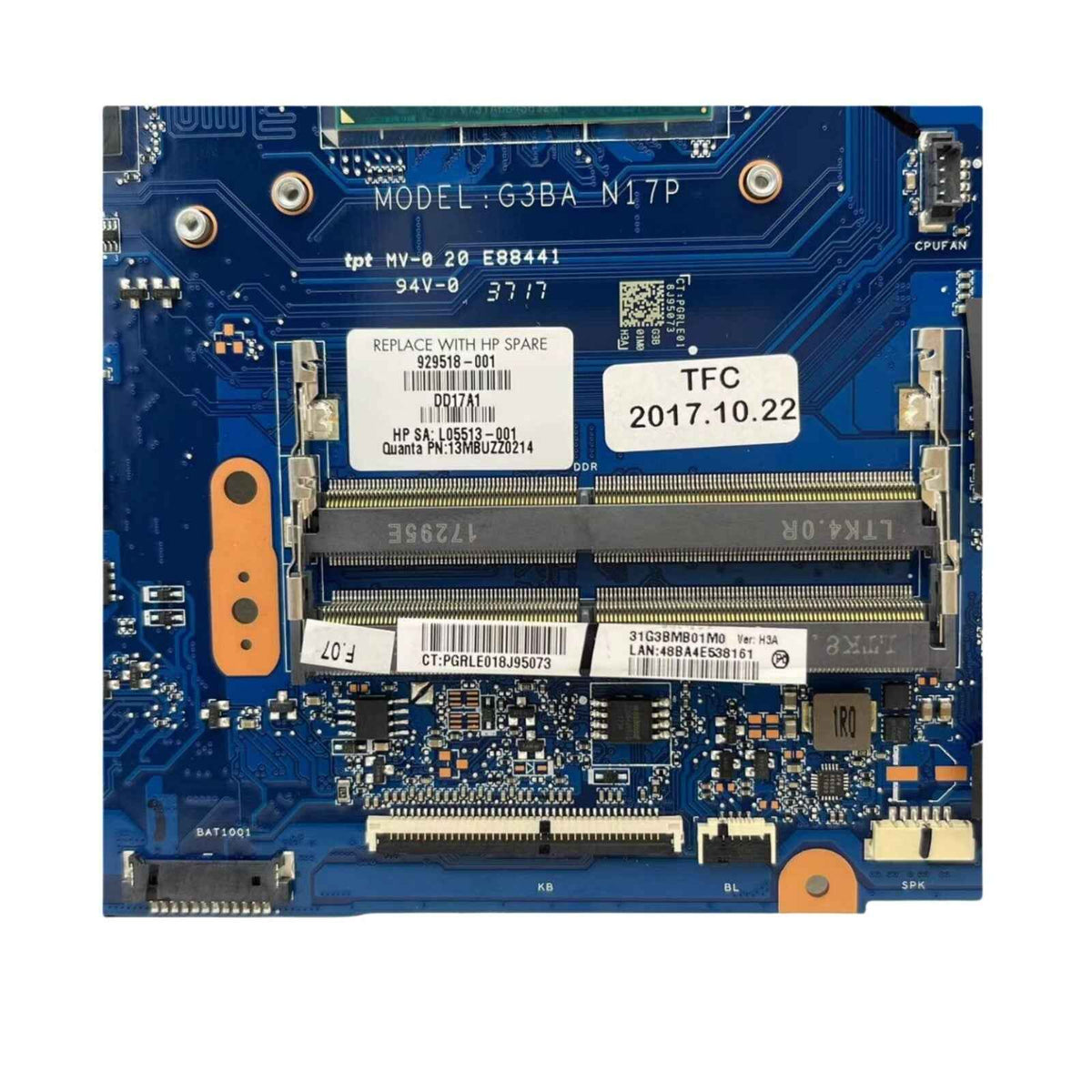 HP Omen 17‑AN Motherboard DAG3BAMBAF0 929518‑601 with i7-7700HQ CPU GTX1050-4GB - Bighao-era Laptop Part