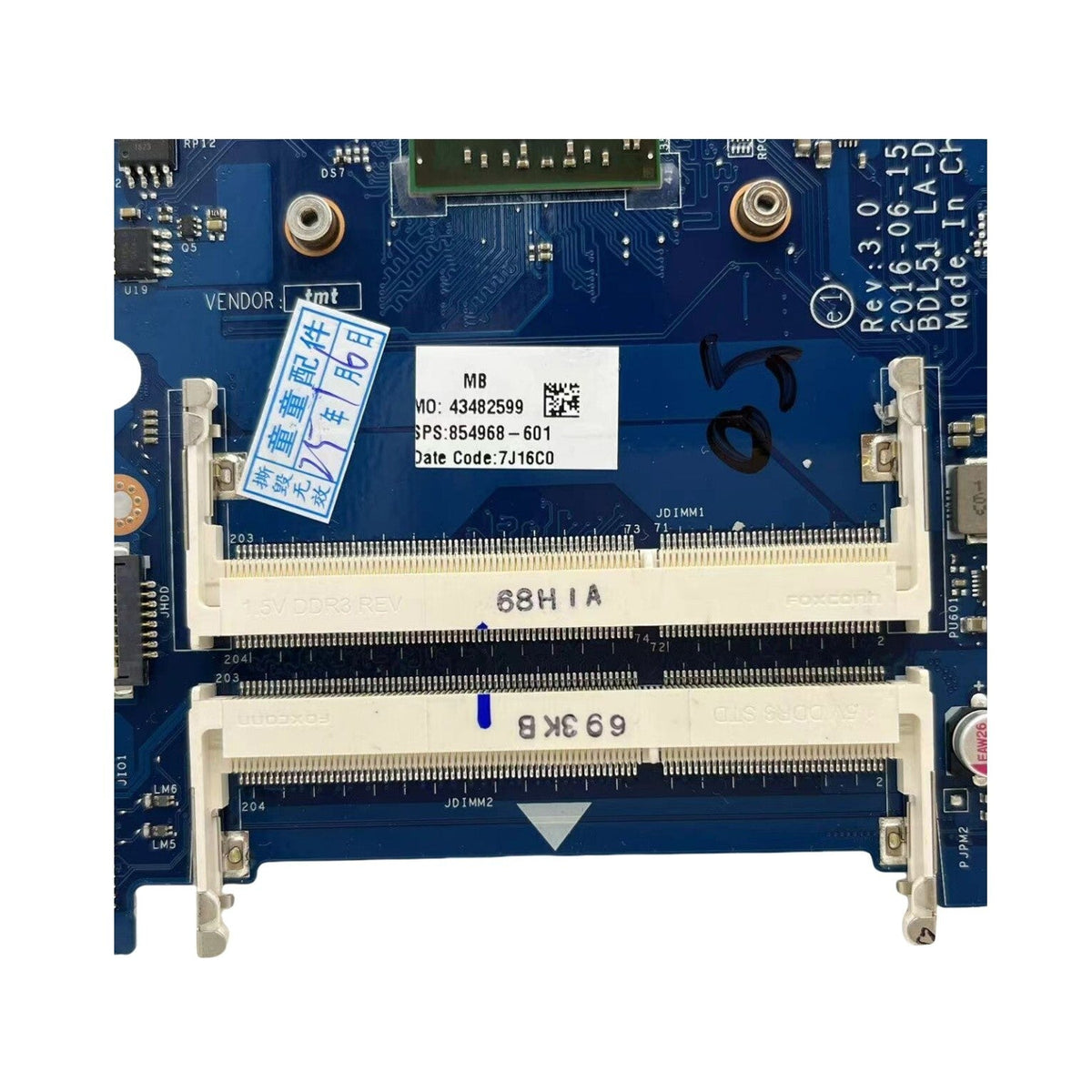 HP Pavilion 15-BA Motherboard LA-D711P 854968-601 with E2-7110 CPU - Bighao-era Laptop Part