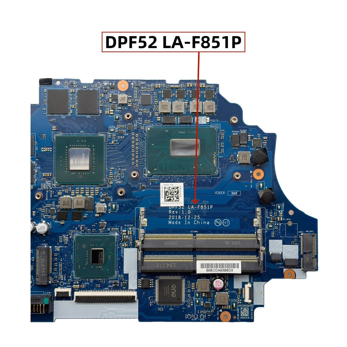 HP ZBook 15V G5 Motherboard LA-F851P L25092-601 with i7-8750H Quadro P600-4GB - Bighao-era Laptop Part