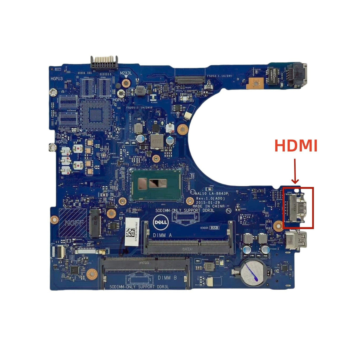 DELL Inspiron 5758 Motherboard AAL10 LA-B843P CN-0FRV68 with i5-5200U CPU - Bighao-era Laptop Part