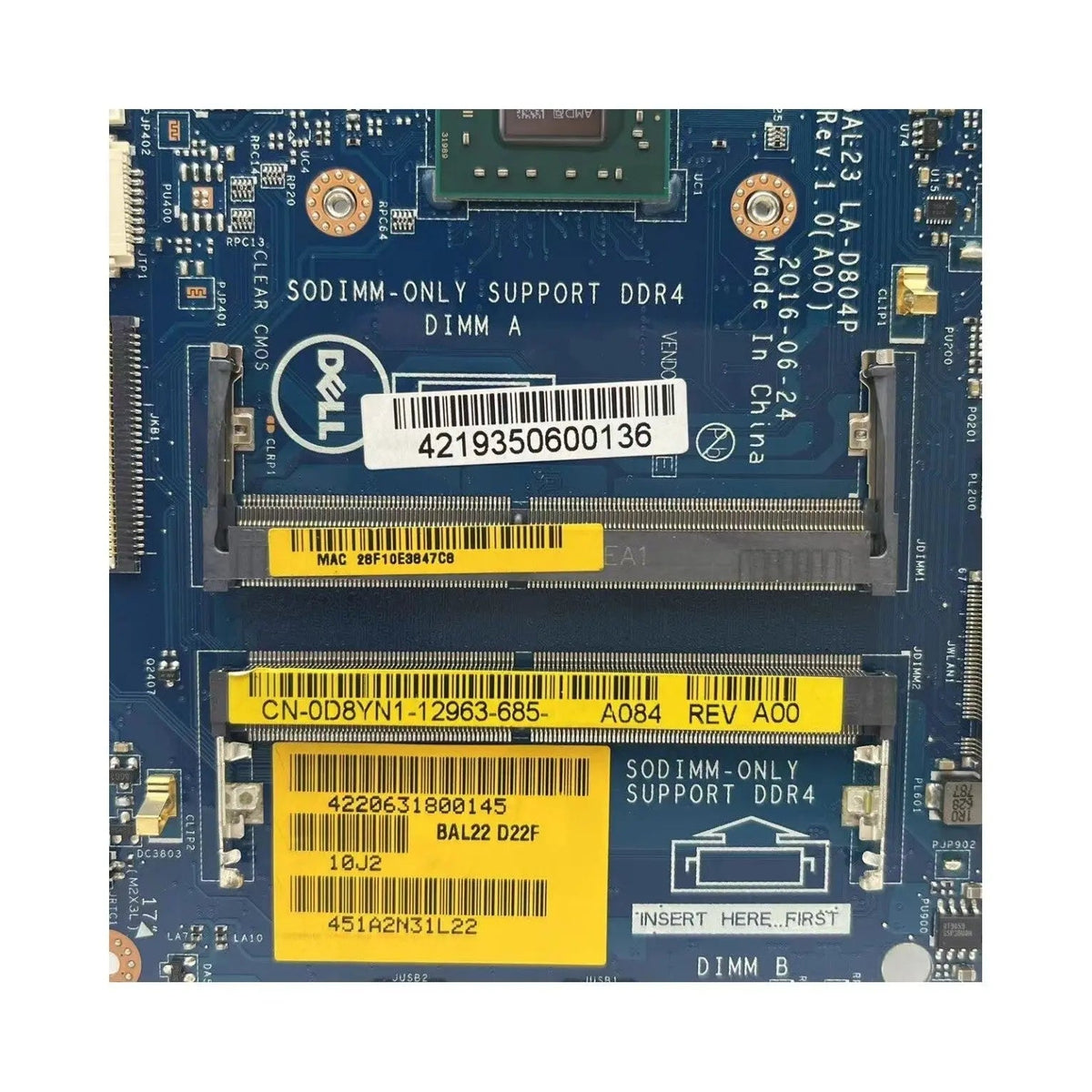 Dell Inspiron 15-5565 Motherboard LA-D804P CN-0D8YN1 with E2-9000 R5 520-2GB - Bighao-era Laptop Part