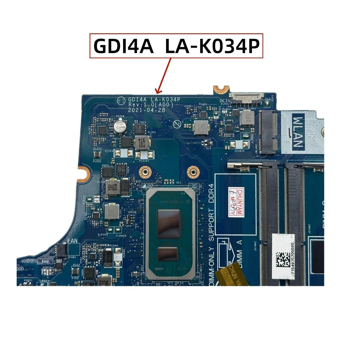 Dell Vostro 3400 Inspiron 3501 Motherboard LA-K034P CN-03TNDR with i7-1165G7 CPU - Bighao-era Laptop Part