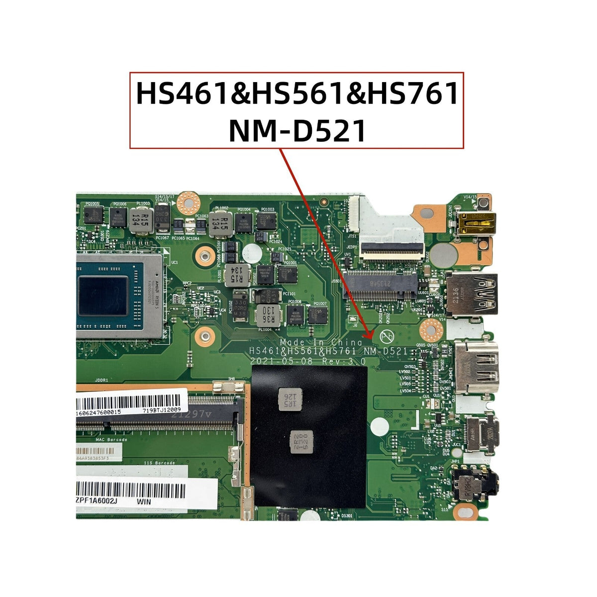 Lenovo IdeaPad 3-15ALC6 Motherboard NM-D521 5B21B85225 with R5-5500U CPU 4GB-RAM - Bighao-era Laptop Part