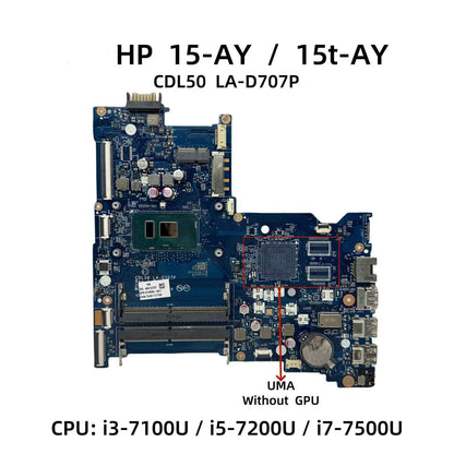Placa base HP 15-AY LA-D707P para CPU i3, i5, i7 de 7ª generación 909213/914598-601